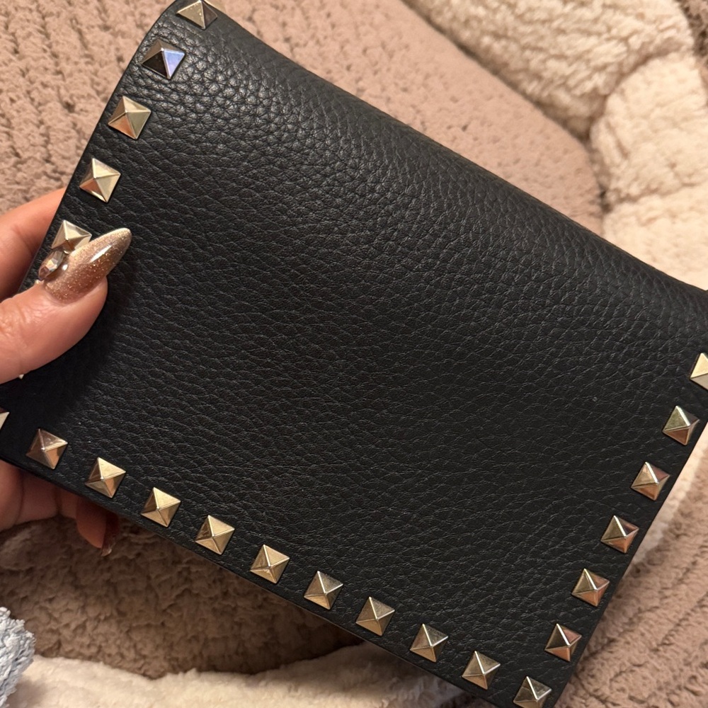 Valentino Garavani Black Leather Studded Clutch
